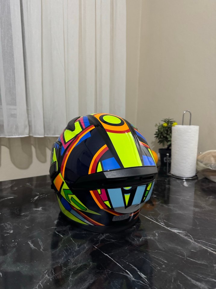 Renkli Baskılı Sarı Biker Motosiklet Kaskı - Görsel 2