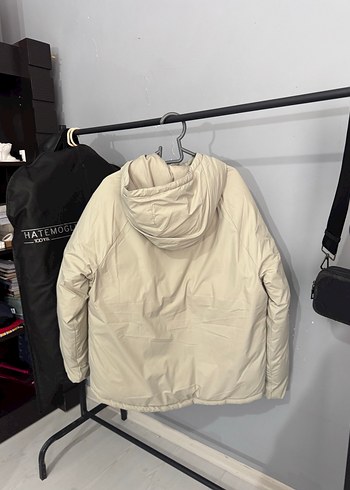 Bej Midi Kışlık Kapüşonlu Mont - Görsel 2