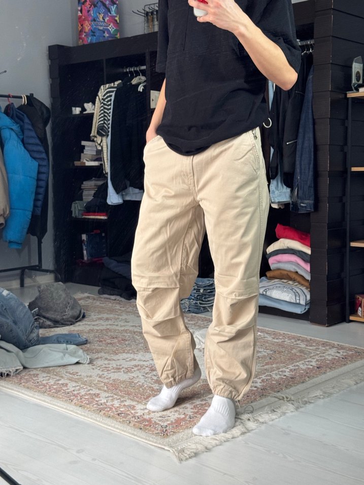 Erkek Bej Pamuk Rahat Kesim Pantolon - Görsel 2