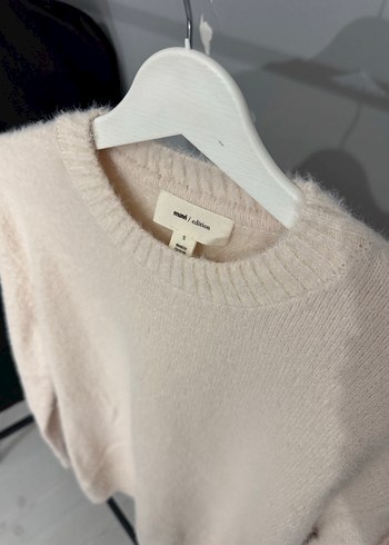 Bej Yün Örgü Uzun Kollu Kazak - Görsel 2