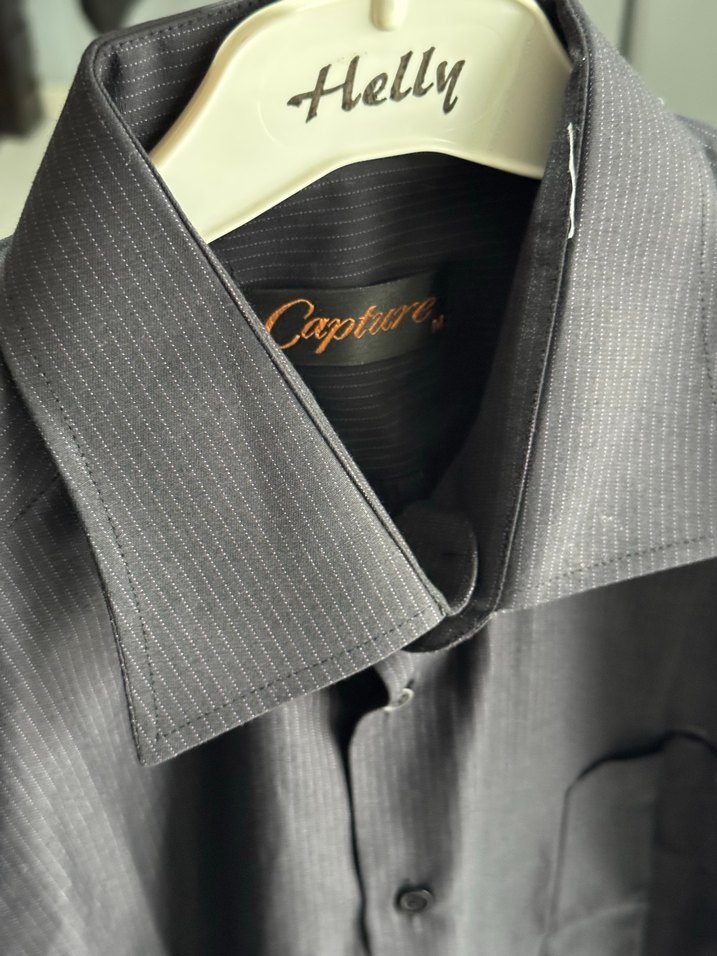 Gri Düğmeli Uzun Kollu Erkek Gömlek - Görsel 2