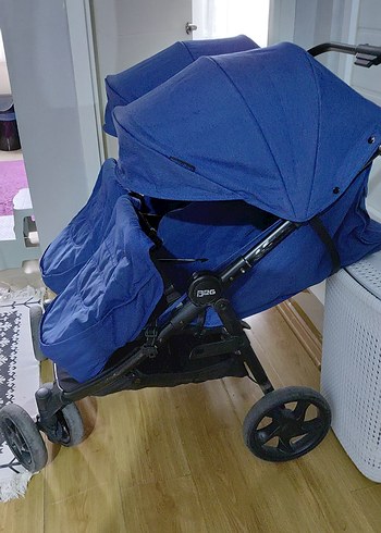 Koyu Mavi Çift Bebek Arabası - Görsel 5