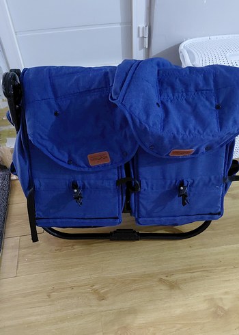 Koyu Mavi Çift Bebek Arabası - Görsel 3