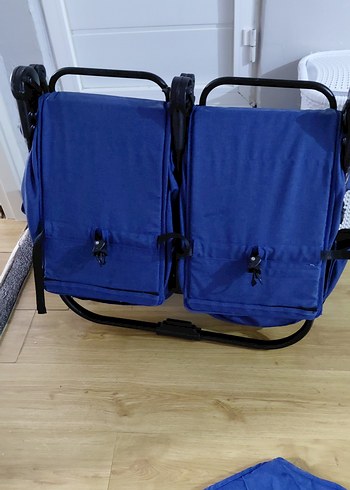 Koyu Mavi Çift Bebek Arabası - Görsel 4