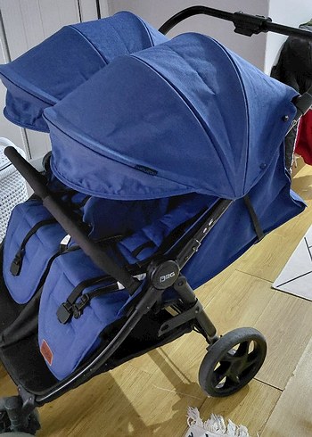 Koyu Mavi Çift Bebek Arabası - Görsel 6