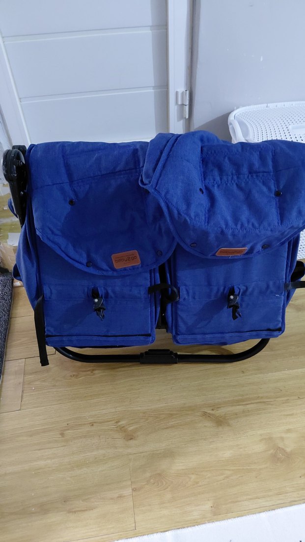 Koyu Mavi Çift Bebek Arabası - Görsel 3