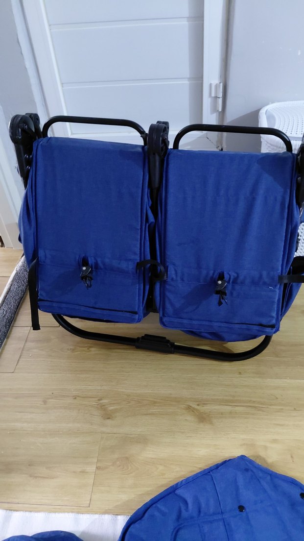 Koyu Mavi Çift Bebek Arabası - Görsel 4