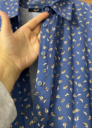 Mavi Bohem Piliseli Uzun Kollu Elbise - Görsel 3