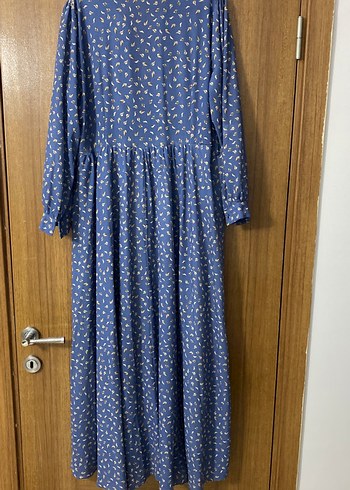 Mavi Bohem Piliseli Uzun Kollu Elbise - Görsel 4