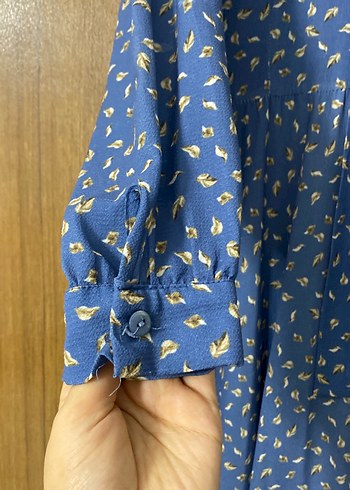 Mavi Bohem Piliseli Uzun Kollu Elbise - Görsel 2