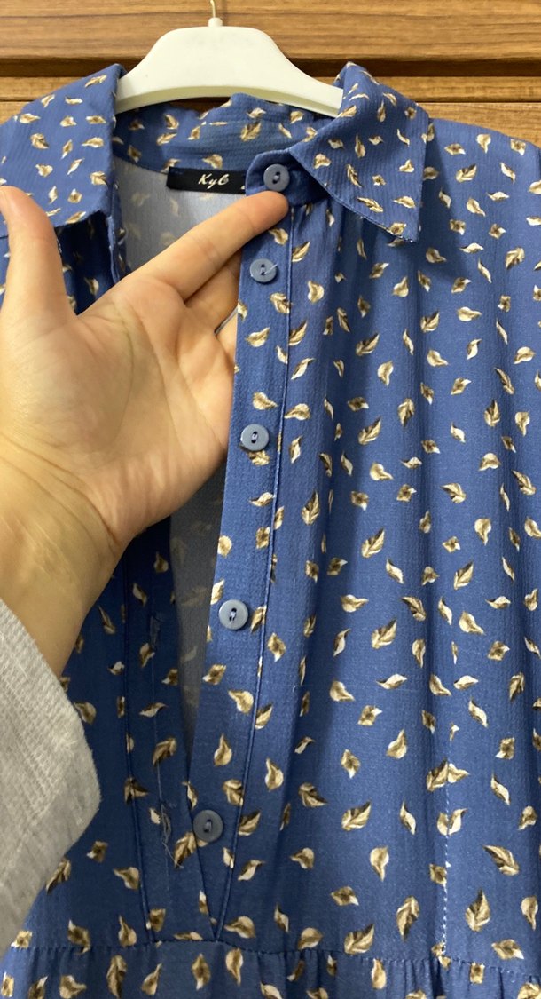 Mavi Bohem Piliseli Uzun Kollu Elbise - Görsel 3