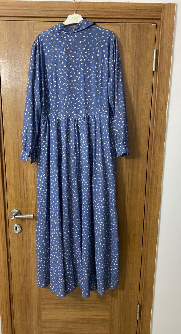 Mavi Bohem Piliseli Uzun Kollu Elbise - Görsel 4