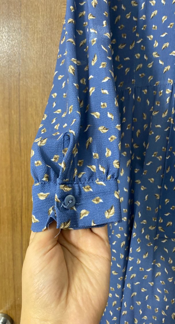 Mavi Bohem Piliseli Uzun Kollu Elbise - Görsel 2