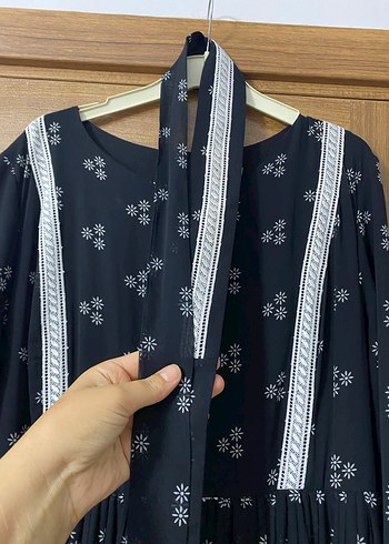 Nakışlı Siyah Uzun Elbise - Görsel 2