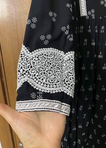 Nakışlı Siyah Uzun Elbise - Görsel 3