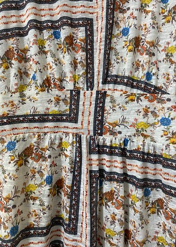 Bohem Çok Renkli Uzun Elbise V Yakalı - Görsel 8