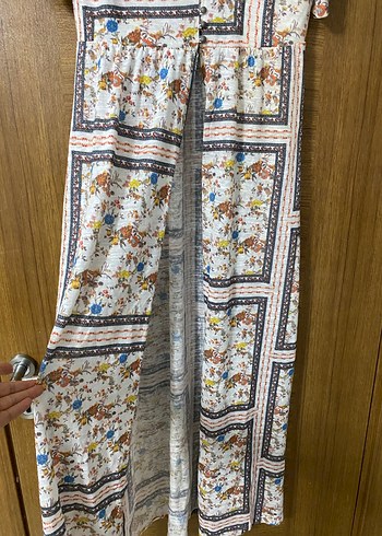 Bohem Çok Renkli Uzun Elbise V Yakalı - Görsel 5