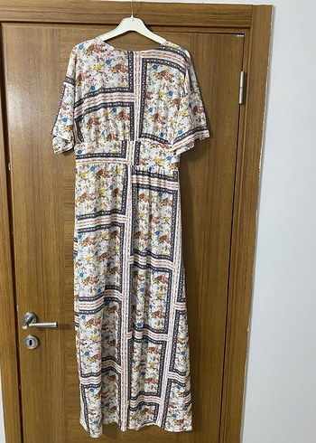 Bohem Çok Renkli Uzun Elbise V Yakalı - Görsel 7