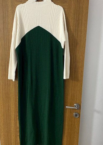 Yeşil İşlemeli Bohem Triko Uzun Elbise - Görsel 3