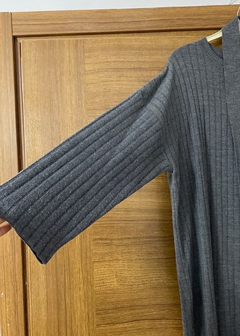 Gri Uzun Kollu Triko Kadın Elbise - Görsel 2