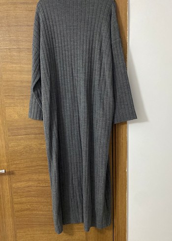 Gri Uzun Kollu Triko Kadın Elbise - Görsel 3