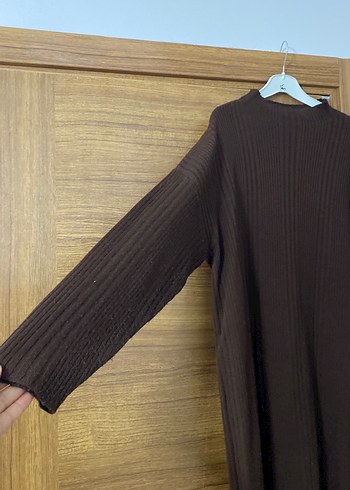 Kahverengi Uzun Triko Elbise - Görsel 2