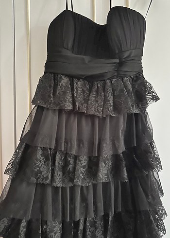 Siyah Straplez Elbise - Görsel 3