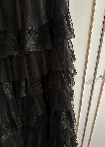 Siyah Straplez Elbise - Görsel 5