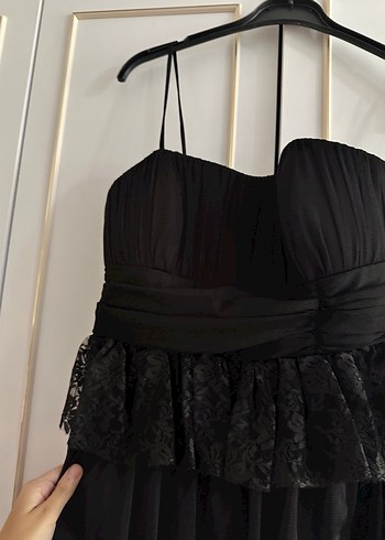 Siyah Straplez Elbise - Görsel 4