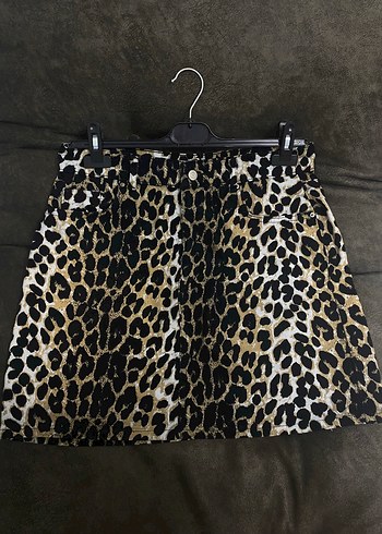 l Beden Leopar Desenli Kadın Mini Etek