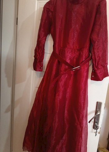 Bordo Uzun Kollu Vintage Kadın Abiye - Görsel 6