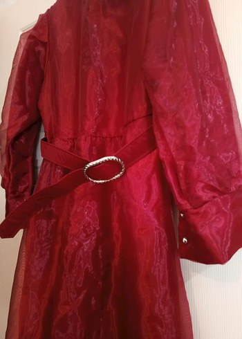 Bordo Uzun Kollu Vintage Kadın Abiye - Görsel 10