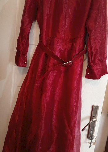 Bordo Uzun Kollu Vintage Kadın Abiye - Görsel 5