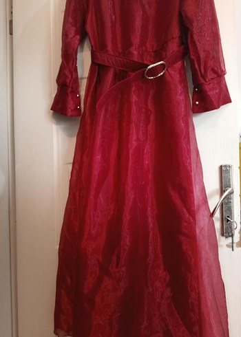 Bordo Uzun Kollu Vintage Kadın Abiye - Görsel 7