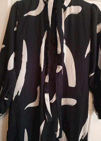 Siyah Beyaz Uzun Salaş Elbise - Görsel 7