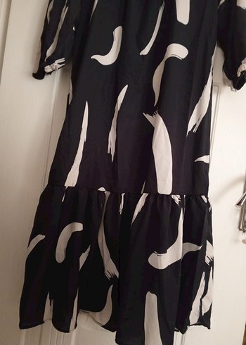 Siyah Beyaz Uzun Salaş Elbise - Görsel 5