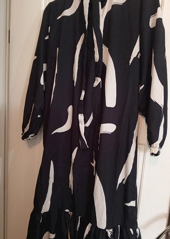 Siyah Beyaz Uzun Salaş Elbise - Görsel 6