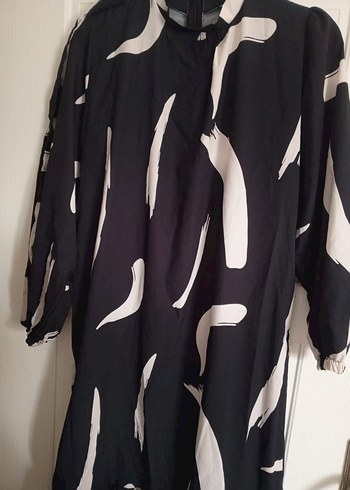 Siyah Beyaz Uzun Salaş Elbise - Görsel 2