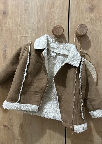 Kahverengi Kürklü kız bebek Süet Ceket /mont - Görsel 2