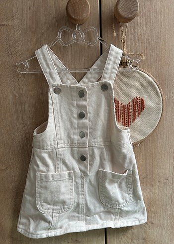 Kız Çocuk Beyaz Düğmeli Kot Elbise - Görsel 2