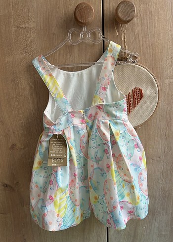 Kız Çocuk Pastel Renkli Piliseli Elbise - Görsel 2