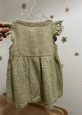 Kız Çocuk Keten Düğmeli Kolsuz Elbise - Görsel 2