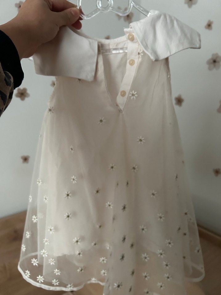 Beyaz Nakışlı Kız Çocuk Elbise - Görsel 2