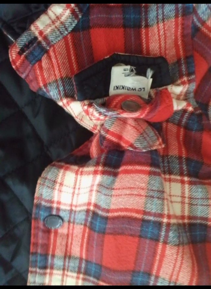 Erkek Çocuk Kırmızı Kareli Mont - Görsel 4