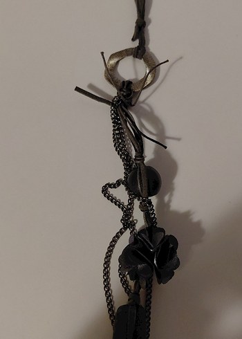 Uzun Koyu Gri Bohem Zincir Detaylı Kadın Kolye - Görsel 5