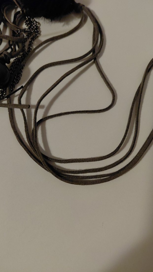 Uzun Koyu Gri Bohem Zincir Detaylı Kadın Kolye - Görsel 4