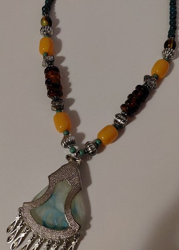 Uzun Etnik Boncuklu Kadın Kolye - Görsel 4