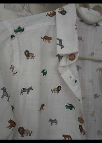 Keten Hayvan Desenli Gömlek - Görsel 2