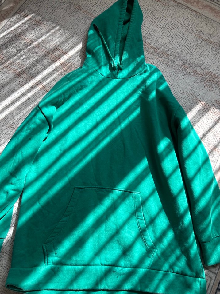 Kadın Yeşil Kapüşonlu Uzun Kollu Sweatshirt - Görsel 2