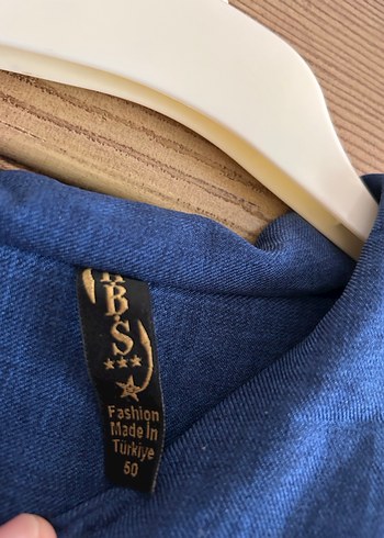 Düğmeli Lacivert Uzun Keten Elbise - Görsel 4